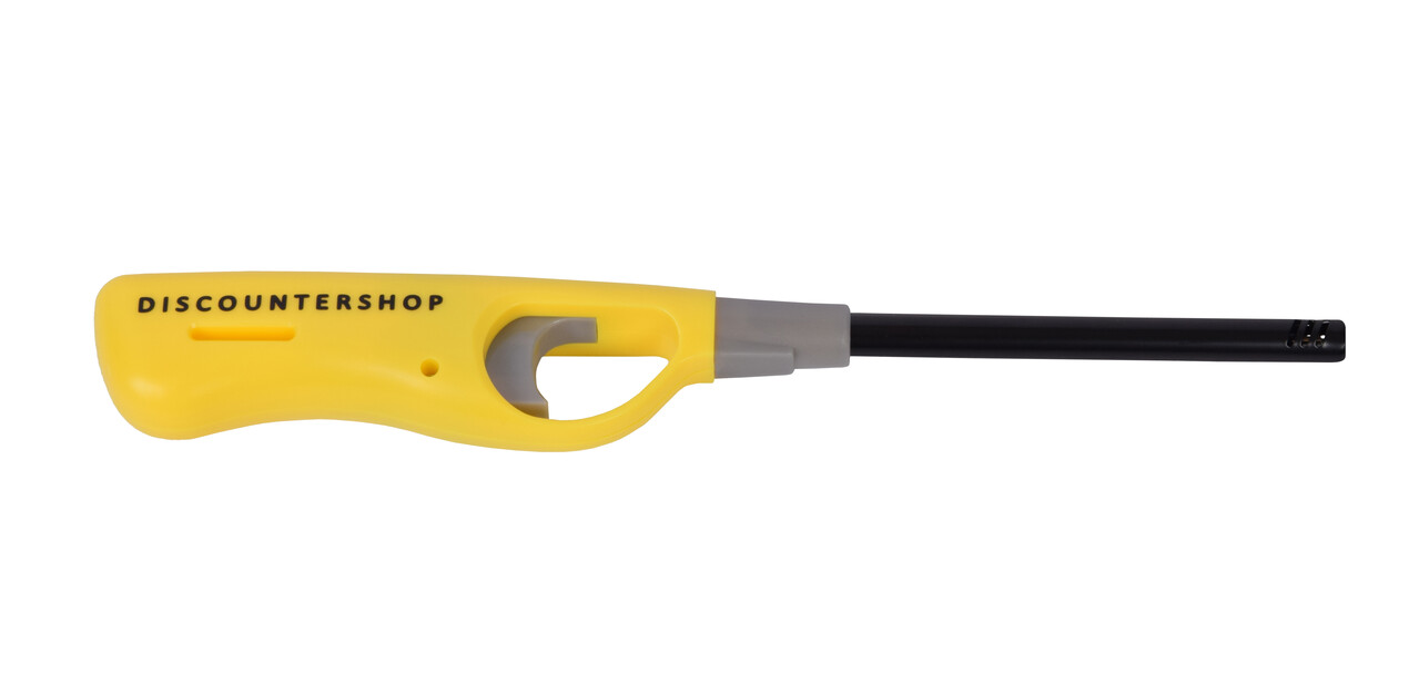 Discountershop Kitchen Lighter 26 cm with Child Lock - for BBQ, Camping, Candles, Gas Hobs and Hospitality Yellow