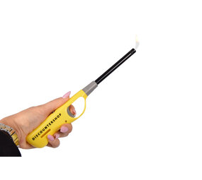Discountershop Kitchen Lighter with Child Lock - Refillable Gas Lighter Yellow