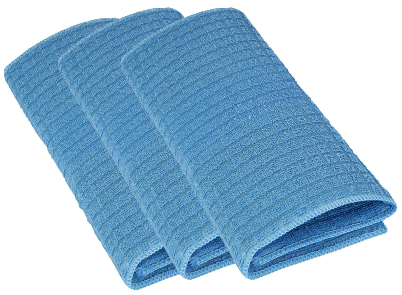 Discountershop Set van 3 Kleurrijke Vaatdoeken - Blauw - Polyester en Katoenmix - 80 gm - 30x40 cm Discountershop Set van 3 Kleurrijke Vaatdoeken - Blauw - Polyester en Katoenmix - 80 gm - 30x40 cm