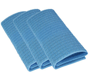 Discountershop Set van 3 Kleurrijke Vaatdoeken - Blauw - Polyester en Katoenmix - 80 gm - 30x40 cm Discountershop Set van 3 Kleurrijke Vaatdoeken - Blauw - Polyester en Katoenmix - 80 gm - 30x40 cm