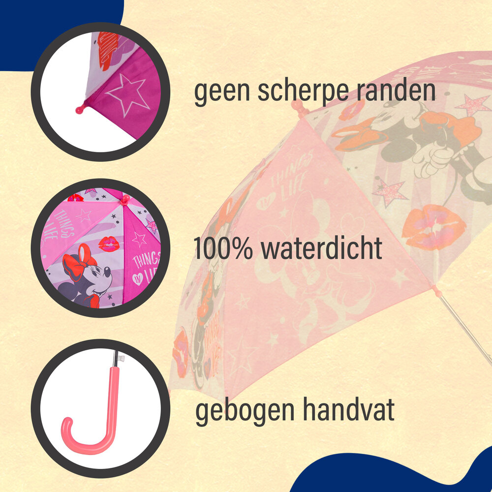 Disney Kleurrijke Opvouwbare Kinderparaplu voor Meisjes - Diameter 66 cm - Aluminium Frame - Polyester Doek - Windbestendig