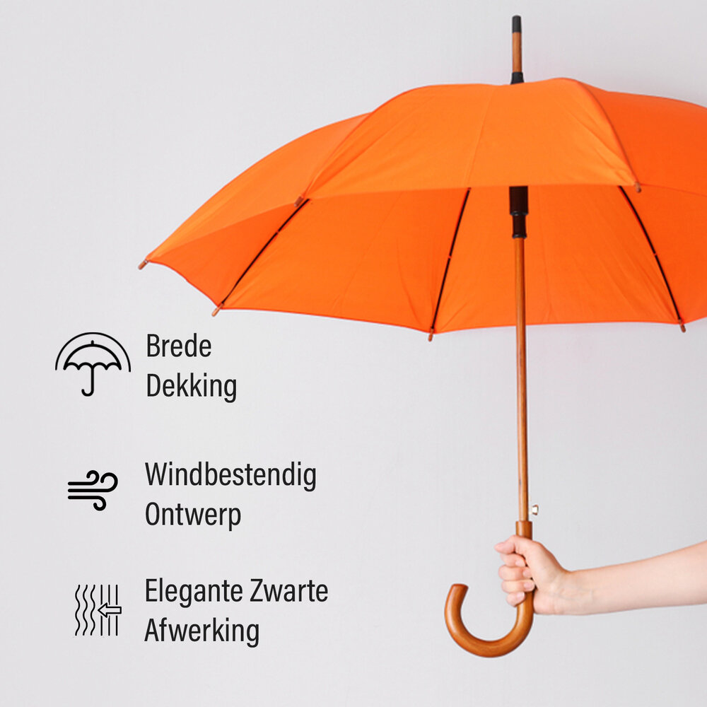 Discountershop Oranje Automatische Paraplu 102 cm – Windbestendige Paraplu voor Volwassenen | Grote Sterke Regenparaplu met Snelle Openknop