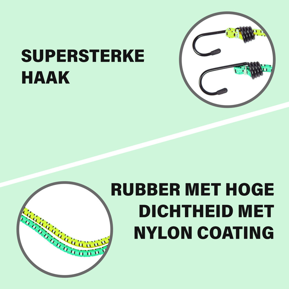 Discountershop Duurzame Elastische Spinbinder Fiets - Multikleurige Bagagebinder van 80 cm met 2 Haken - 1cmx5 cm Discountershop Duurzame Elastische Spinbinder Fiets - Multikleurige Bagagebinder van 80 cm met 2 Haken - 1cmx5 cm