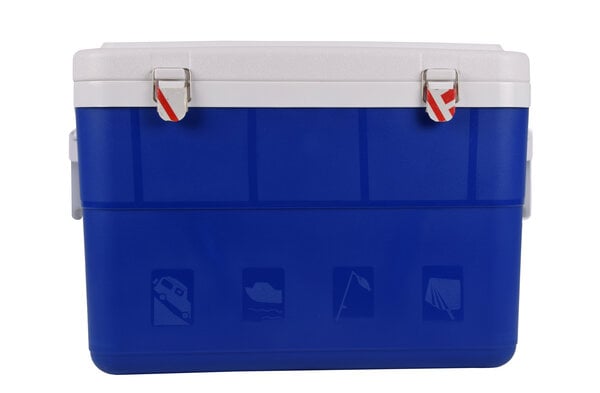 Merkloos Blauwe Draagbare Camping Koelbox - 45L - Kunststof - Inclusief Deksel - Met Handgrepen - Anti-slip - 50x38x39cm Merkloos Blauwe Draagbare Camping Koelbox - 45L - Kunststof - Inclusief Deksel - Met Handgrepen - Anti-slip - 50x38x39cm
