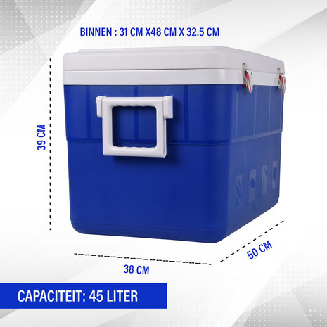 Merkloos Blauwe Draagbare Camping Koelbox - 45L - Kunststof - Inclusief Deksel - Met Handgrepen - Anti-slip - 50x38x39cm Merkloos Blauwe Draagbare Camping Koelbox - 45L - Kunststof - Inclusief Deksel - Met Handgrepen - Anti-slip - 50x38x39cm