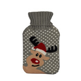 Discountershop Warmwaterkruik met Hoes - 18cmx28cm - Grijs Mix - Polyester en Rubber - Winteraccessoires - Warmte Kerstcadeau