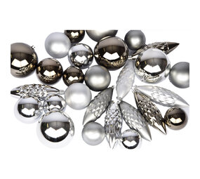 Discountershop Silver Christmas Ball Set - Plastic Christmas Balls for Christmas Tree Decoration and Christmas Decor Discountershop Silver Christmas Ball Set - Plastic Christmas Balls for Christmas Tree Decoration and Christmas Decor