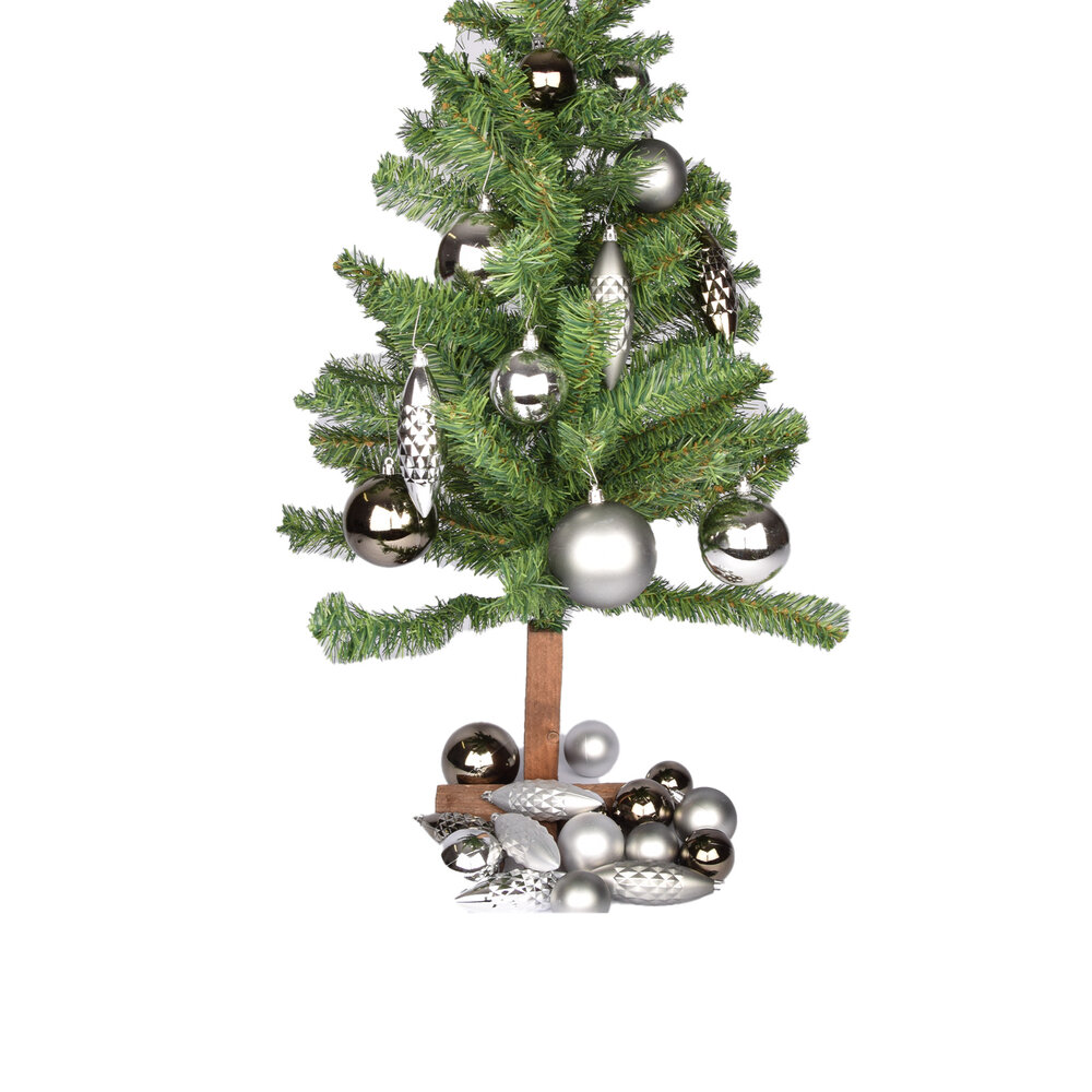 Discountershop Silver Christmas Ball Set - Plastic Christmas Balls for Christmas Tree Decoration and Christmas Decor Discountershop Silver Christmas Ball Set - Plastic Christmas Balls for Christmas Tree Decoration and Christmas Decor