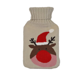 Discountershop Hot water bottle made of polyester and rubber | Beige Color - 28cmx18cm - Winter Accessory for Relaxation Discountershop Hot water bottle made of polyester and rubber | Beige Color - 28cmx18cm - Winter Accessory for Relaxation