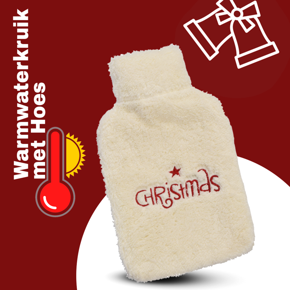 Discountershop Warming White Hot Water Bottle with Cover - Ideal Christmas Gift for Lovers - 21.5 x 34.5 cm