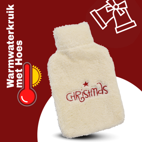 Discountershop Warming White Hot Water Bottle with Cover - Ideal Christmas Gift for Lovers - 21.5 x 34.5 cm