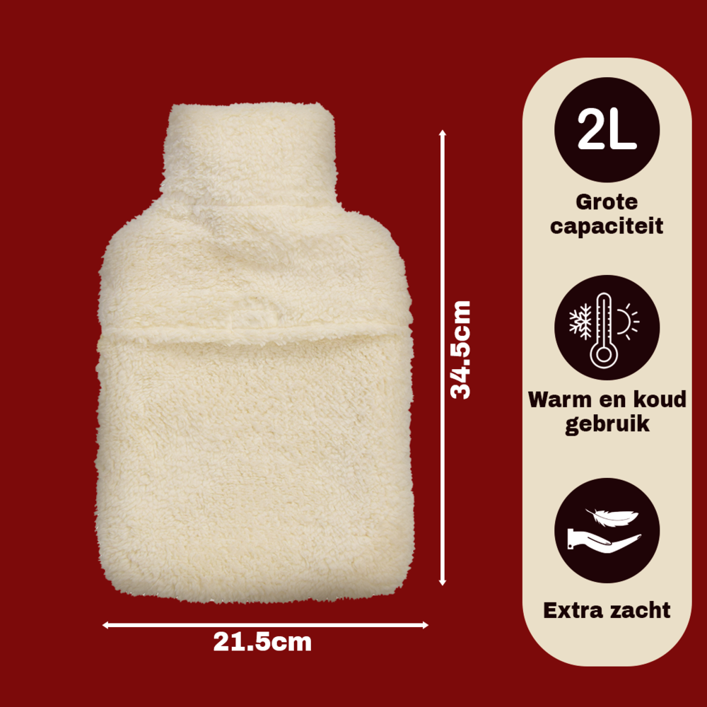 Discountershop Warming White Hot Water Bottle with Cover - Ideal Christmas Gift for Lovers - 21.5 x 34.5 cm