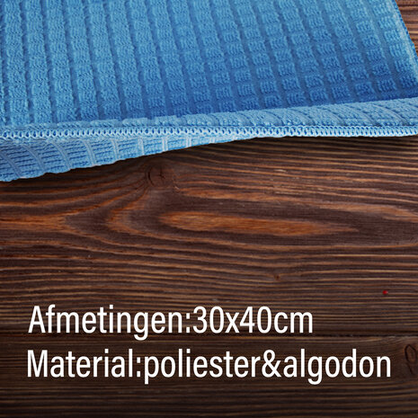 Discountershop Set van 3 Kleurrijke Vaatdoeken - Blauw - Polyester en Katoenmix - 80 gm - 30x40 cm Discountershop Set van 3 Kleurrijke Vaatdoeken - Blauw - Polyester en Katoenmix - 80 gm - 30x40 cm