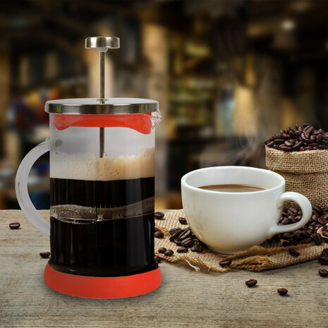 Discountershop Schitterende Rode Cafetière - Glas | BPA-vrij | Geschikt voor de Vaatwasser | 9x5 cm, 0.39 kg | Inhoud: 800ml Discountershop Schitterende Rode Cafetière - Glas | BPA-vrij | Geschikt voor de Vaatwasser | 9x5 cm, 0.39 kg | Inhoud: 800ml