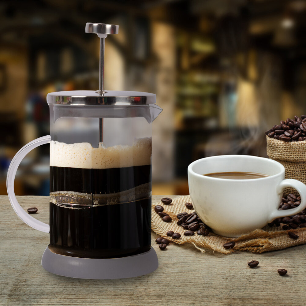 Discountershop Grey Cafetière - Glass Coffee Maker - BPA-Free - 800ml Capacity - Dishwasher Safe Discountershop Grey Cafetière - Glass Coffee Maker - BPA-Free - 800ml Capacity - Dishwasher Safe