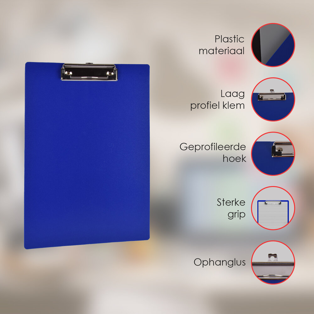 Discountershop Handig Kunststof Klembord A4 | Blauw | 22x31x31 cm | Lichtgewicht | Klemmap voor Documenten Discountershop Handig Kunststof Klembord A4 | Blauw | 22x31x31 cm | Lichtgewicht | Klemmap voor Documenten
