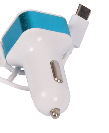 Discountershop Opladers | Blauw | Auto Oplader | USB oplader | 2 Poorten | Model C08 | DC5.0V/2.0A Output – DC12-24V RX Input