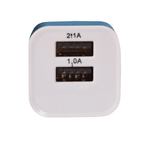 Discountershop Opladers | Blauw | Auto Oplader | USB oplader | 2 Poorten | Model C08 | DC5.0V/2.0A Output – DC12-24V RX Input