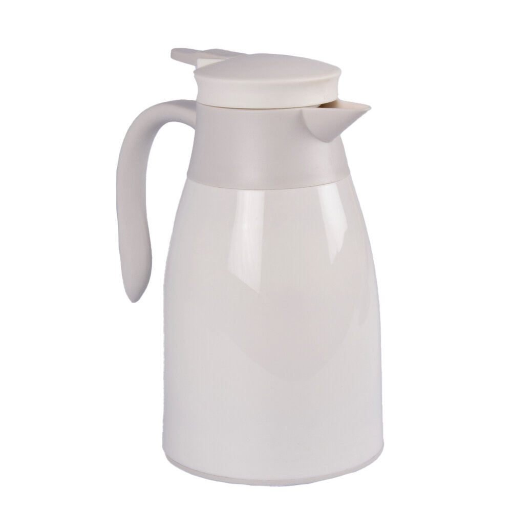 Discountershop Stijlvolle 1 Liter Witte Kunststof Thermosfles met Deksel - Duurzame Isoleerfles voor Onderweg