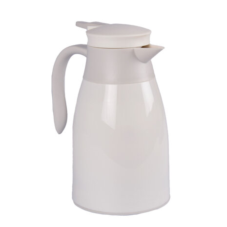 Discountershop Stijlvolle 1 Liter Witte Kunststof Thermosfles met Deksel - Duurzame Isoleerfles voor Onderweg