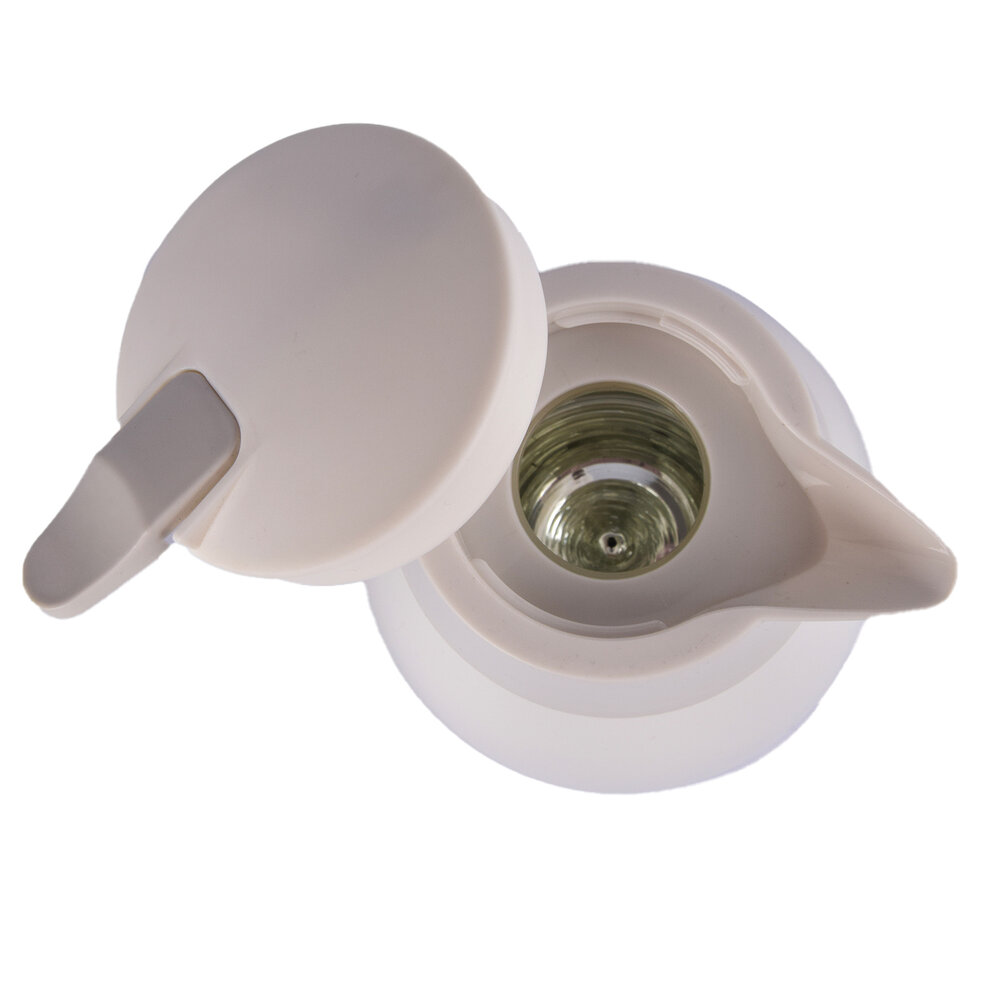 Discountershop Elegant 1 Liter White Plastic Thermos Flask with Lid - Durable Insulated Bottle for On-the-Go