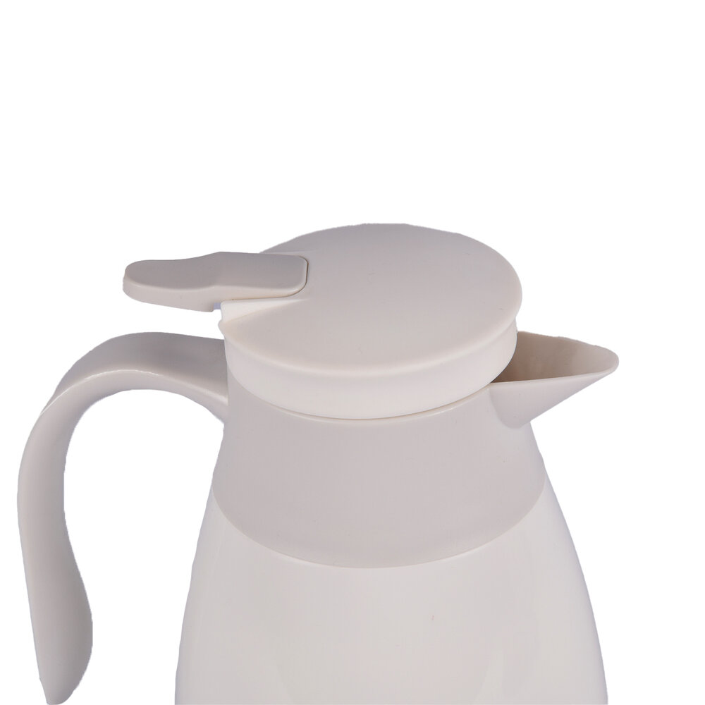 Discountershop Elegant 1 Liter White Plastic Thermos Flask with Lid - Durable Insulated Bottle for On-the-Go