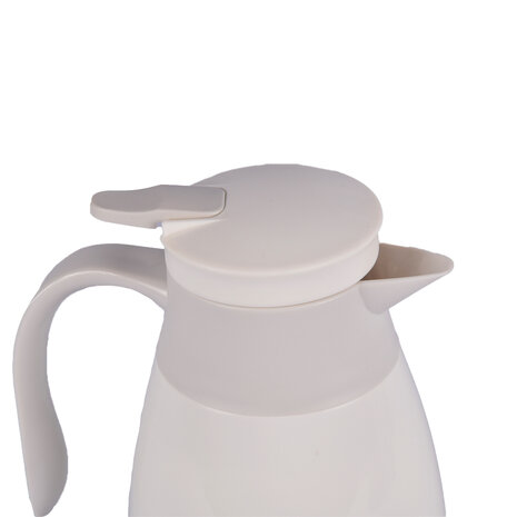 Discountershop Elegant 1 Liter White Plastic Thermos Flask with Lid - Durable Insulated Bottle for On-the-Go