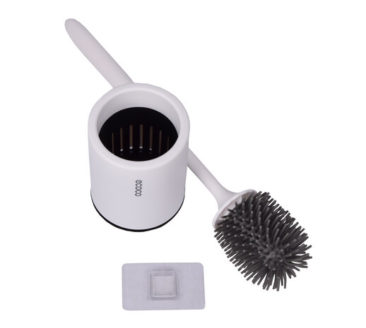 Discountershop White Toilet Brush Set With Holder | Vertical Installation | Plastic Toilet Accessories | 14x32x32 cm Discountershop White Toilet Brush Set With Holder | Vertical Installation | Plastic Toilet Accessories | 14x32x32 cm