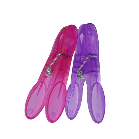 Discountershop Kleurrijke Wasknijpers Set met Houder - Multicolor - Kunststof - 13.5cm x 13.5cm x 22cm