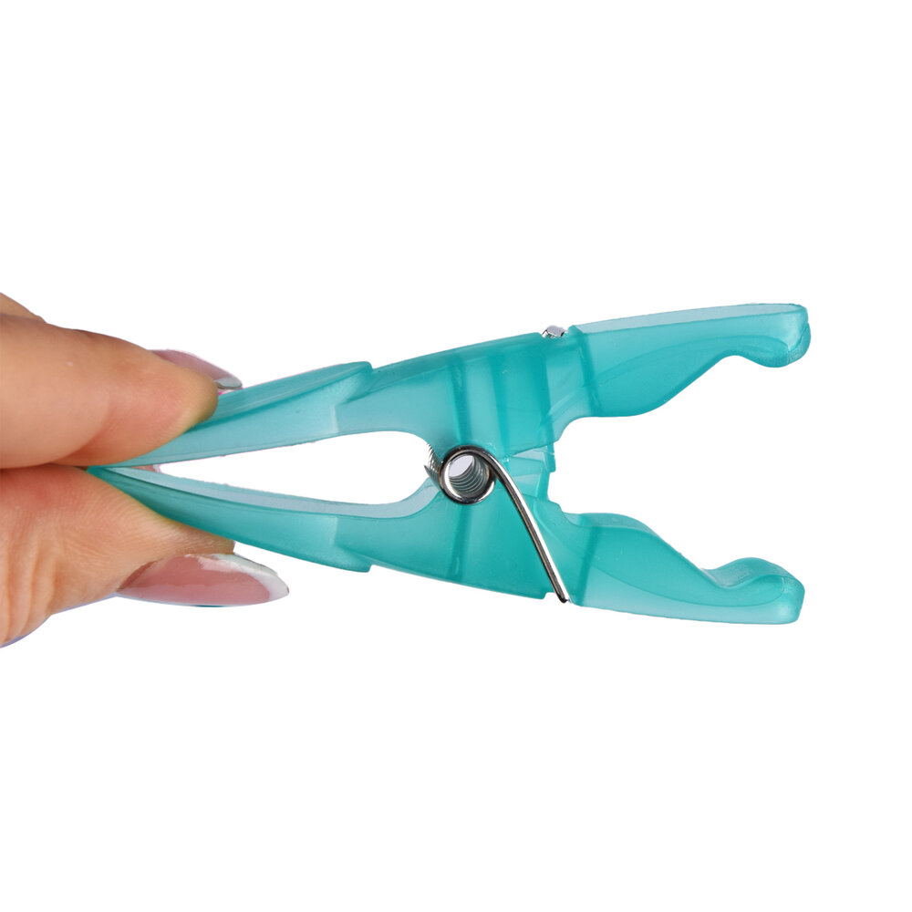 Discountershop Kleurrijke Wasknijpers Set met Houder - Multicolor - Kunststof - 13.5cm x 13.5cm x 22cm