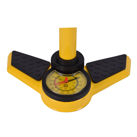 Discountershop Krachtgevende Fiets Voetpomp met Drukmeter - 72cmx25cm - Geel Staal - 11 Bar - Perfecte Bandenspanning Discountershop Krachtgevende Fiets Voetpomp met Drukmeter - 72cmx25cm - Geel Staal - 11 Bar - Perfecte Bandenspanning