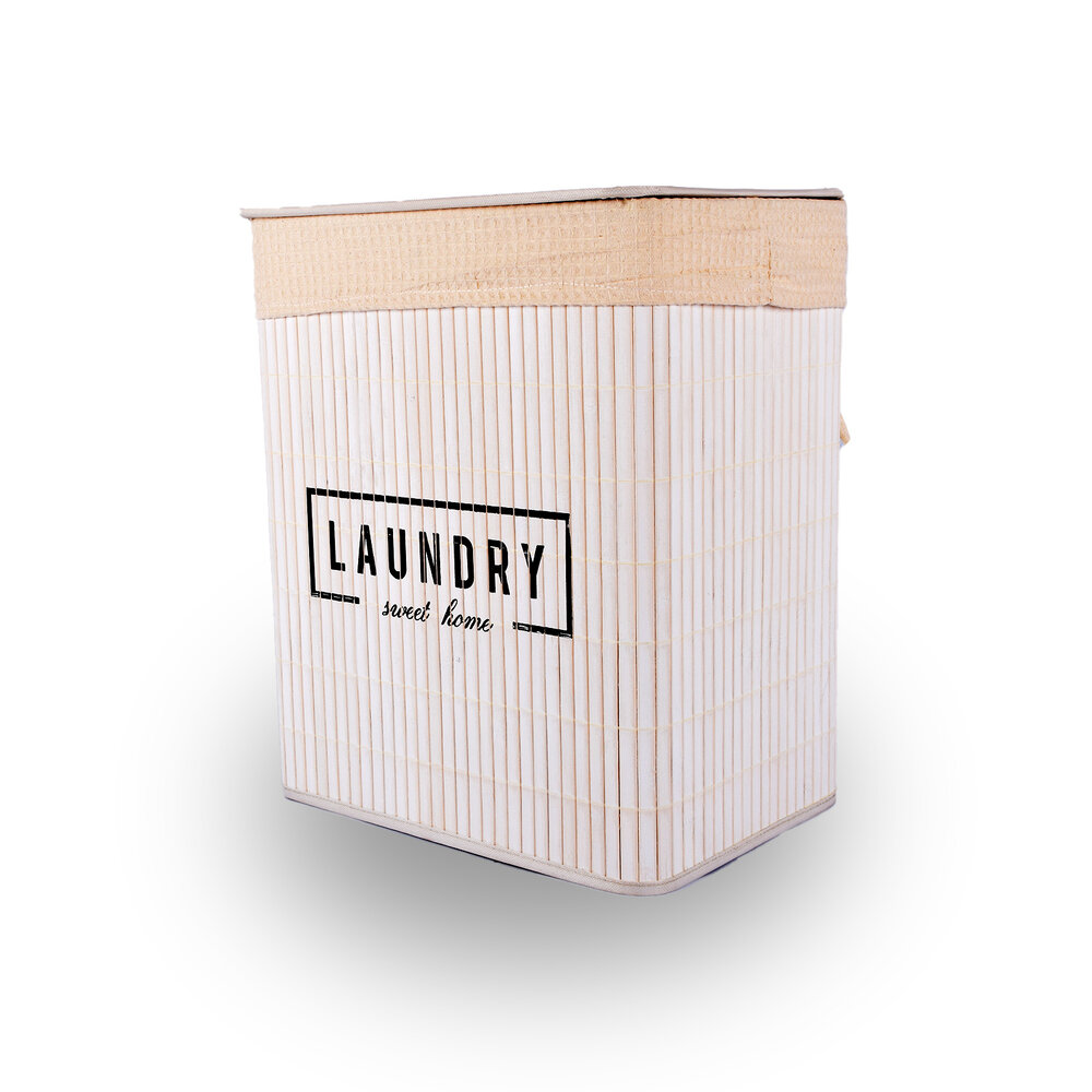 Discountershop Laundry basket | Set | 37 liters | Bamboo laundry basket | White | Storage basket | 14 cm*12 cm*24 cm | Laundry box | Ideal for laundry and toy storage Discountershop Laundry basket | Set | 37 liters | Bamboo laundry basket | White | Storage basket | 14 cm*12 cm*24 cm | Laundry box | Ideal for laundry and toy storage