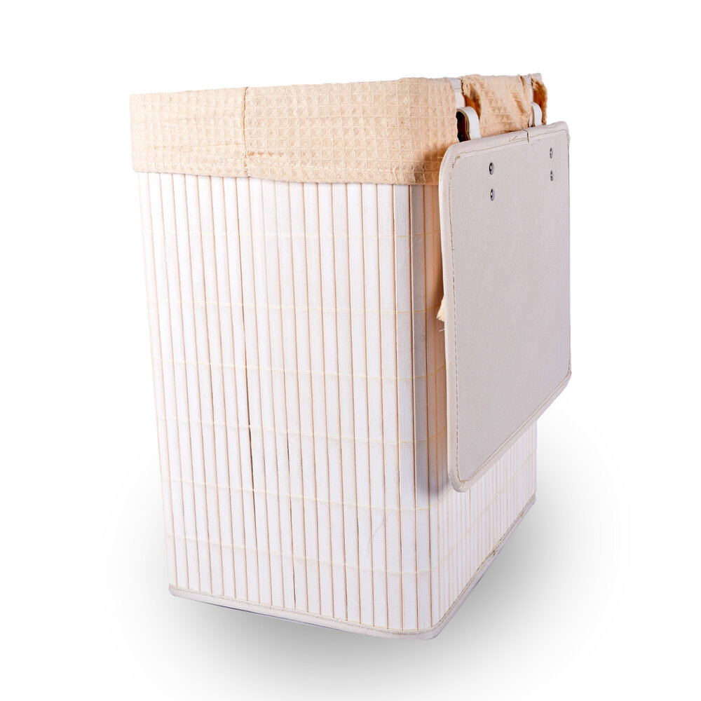 Discountershop Laundry basket | Set | 37 liters | Bamboo laundry basket | White | Storage basket | 14 cm*12 cm*24 cm | Laundry box | Ideal for laundry and toy storage Discountershop Laundry basket | Set | 37 liters | Bamboo laundry basket | White | Storage basket | 14 cm*12 cm*24 cm | Laundry box | Ideal for laundry and toy storage