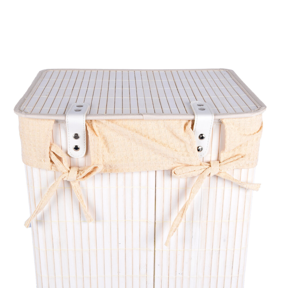 Discountershop Wasmand | Set | 37Liter | Bamboe wasmand | Wit | Opbergmand | 14 cm*12 cm*24 cm | Wasbox | Ideaal voor Wassen, en Speelgoedopslag Discountershop Wasmand | Set | 37Liter | Bamboe wasmand | Wit | Opbergmand | 14 cm*12 cm*24 cm | Wasbox | Ideaal voor Wassen, en Speelgoedopslag