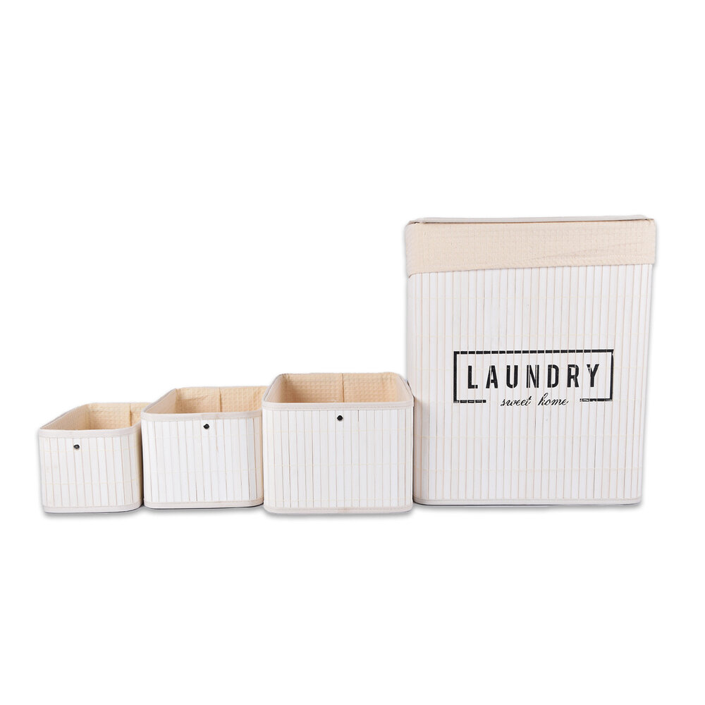 Discountershop Wasmand | Set | 37Liter | Bamboe wasmand | Wit | Opbergmand | 14 cm*12 cm*24 cm | Wasbox | Ideaal voor Wassen, en Speelgoedopslag Discountershop Wasmand | Set | 37Liter | Bamboe wasmand | Wit | Opbergmand | 14 cm*12 cm*24 cm | Wasbox | Ideaal voor Wassen, en Speelgoedopslag