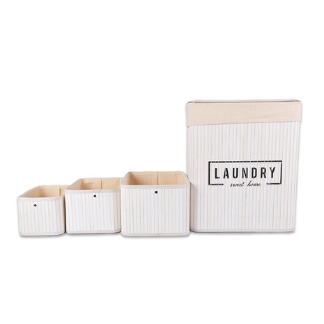 Discountershop Wasmand | Set | 37Liter | Bamboe wasmand | Wit | Opbergmand | 14 cm*12 cm*24 cm | Wasbox | Ideaal voor Wassen, en Speelgoedopslag Discountershop Wasmand | Set | 37Liter | Bamboe wasmand | Wit | Opbergmand | 14 cm*12 cm*24 cm | Wasbox | Ideaal voor Wassen, en Speelgoedopslag