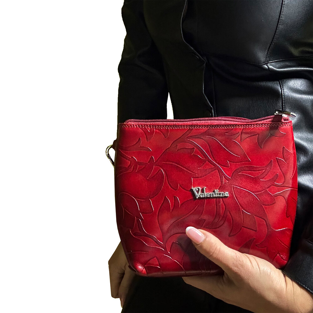 Merkloos Crossbody tas | Exclusieve Bloemen | Rood Leer | Leren Crossbody Tas | Damestassen | Perfect Kerst- en Sintcadeau voor Dames Merkloos Crossbody tas | Exclusieve Bloemen | Rood Leer | Leren Crossbody Tas | Damestassen | Perfect Kerst- en Sintcadeau voor Dames