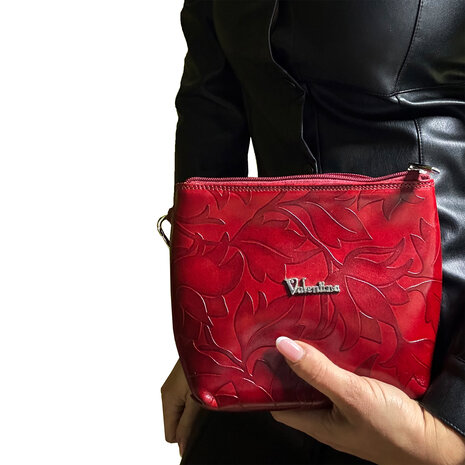 Merkloos Crossbody Bag | Exclusive Flowers | Red Leather | Leather Crossbody Bag | Women's Bags | Perfect Christmas and Saint Nicholas Gift for Women Merkloos Crossbody Bag | Exclusive Flowers | Red Leather | Leather Crossbody Bag | Women's Bags | Perfect Christmas and Saint Nicholas Gift for Women