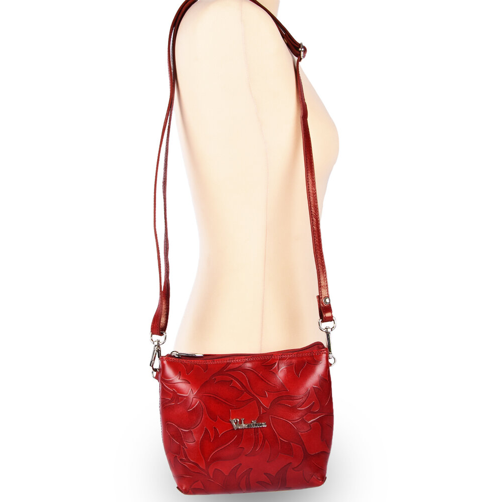 Merkloos Crossbody tas | Exclusieve Bloemen | Rood Leer | Leren Crossbody Tas | Damestassen | Perfect Kerst- en Sintcadeau voor Dames Merkloos Crossbody tas | Exclusieve Bloemen | Rood Leer | Leren Crossbody Tas | Damestassen | Perfect Kerst- en Sintcadeau voor Dames