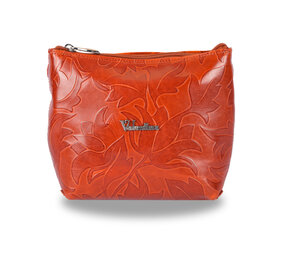 Merkloos Crossbody tas | Rich Oranje Lederen | Bloemendesign | Schoudertas | Praktisch & Uniek Koningsdag Accessoires
