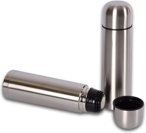 Discountershop Thermos Flask 1 Liter Stainless Steel Thermos Bottles Insulated Bottle Double Walled BPA Free Set of 2