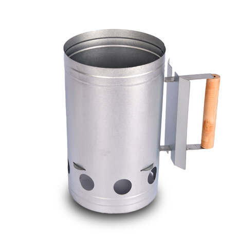 Discountershop Charcoal starter for BBQ | Refillable | Metal and Wood | Silver | 874gm | 16.7cm x 27.5cm Discountershop Charcoal starter for BBQ | Refillable | Metal and Wood | Silver | 874gm | 16.7cm x 27.5cm