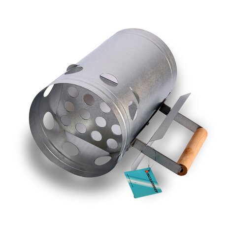 Discountershop Charcoal starter for BBQ | Refillable | Metal and Wood | Silver | 874gm | 16.7cm x 27.5cm Discountershop Charcoal starter for BBQ | Refillable | Metal and Wood | Silver | 874gm | 16.7cm x 27.5cm