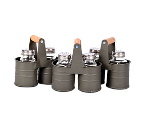 Discountershop 3-piece Dark Gray Salt and Pepper Mill Set with 6 Shakers - Manual Kitchen Mills - 14cm x 13cm Discountershop 3-piece Dark Gray Salt and Pepper Mill Set with 6 Shakers - Manual Kitchen Mills - 14cm x 13cm