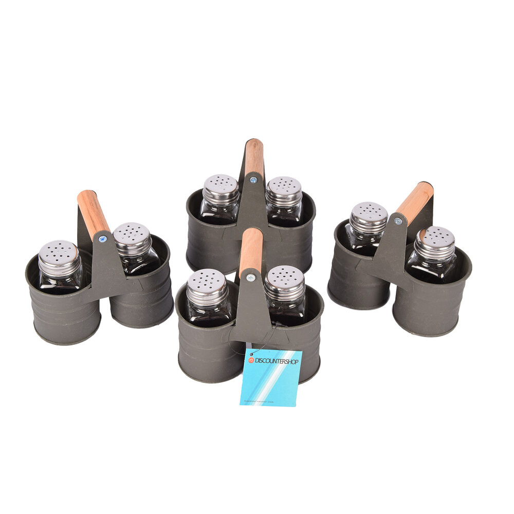Discountershop Take your Cooking to the Next Level with an Elegant Dark Gray Salt and Pepper Mill Set with 4 Holders and 8 Spreaders Discountershop Take your Cooking to the Next Level with an Elegant Dark Gray Salt and Pepper Mill Set with 4 Holders and 8 Spreaders