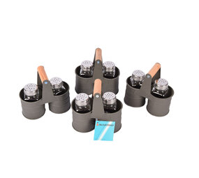 Discountershop Take your Cooking to the Next Level with an Elegant Dark Gray Salt and Pepper Mill Set with 4 Holders and 8 Spreaders Discountershop Take your Cooking to the Next Level with an Elegant Dark Gray Salt and Pepper Mill Set with 4 Holders and 8 Spreaders