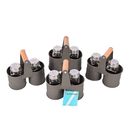 Discountershop Take your Cooking to the Next Level with an Elegant Dark Gray Salt and Pepper Mill Set with 4 Holders and 8 Spreaders Discountershop Take your Cooking to the Next Level with an Elegant Dark Gray Salt and Pepper Mill Set with 4 Holders and 8 Spreaders
