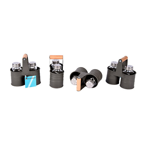 Discountershop Take your Cooking to the Next Level with an Elegant Dark Gray Salt and Pepper Mill Set with 4 Holders and 8 Spreaders Discountershop Take your Cooking to the Next Level with an Elegant Dark Gray Salt and Pepper Mill Set with 4 Holders and 8 Spreaders