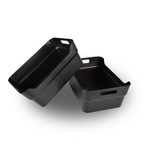 Discountershop 2x Space Saving Black Stackable Storage Boxes - 23.5x14x34cm - Ideal Home & Garden Discountershop 2x Space Saving Black Stackable Storage Boxes - 23.5x14x34cm - Ideal Home & Garden