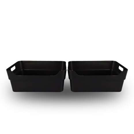 Discountershop 2x Space Saving Black Stackable Storage Boxes - 23.5x14x34cm - Ideal Home & Garden Discountershop 2x Space Saving Black Stackable Storage Boxes - 23.5x14x34cm - Ideal Home & Garden